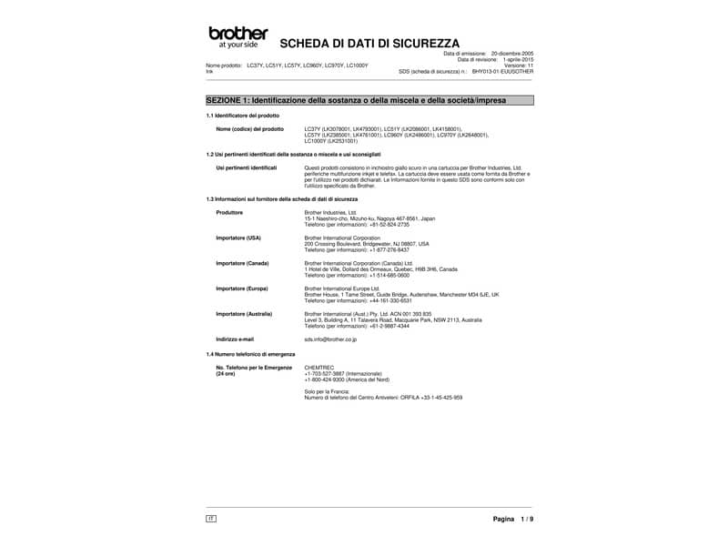 Cartuccia inkjet 970 Brother giallo  LC-970Y