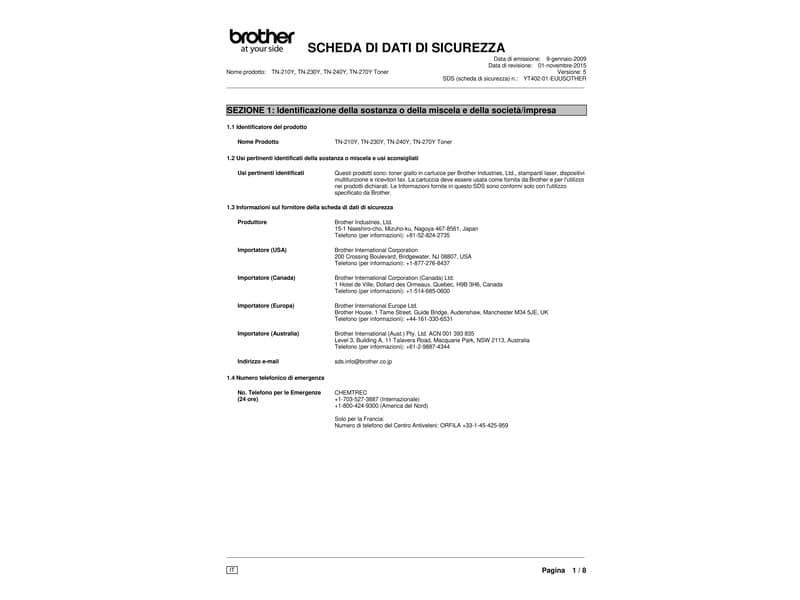 Toner 230 Brother giallo  TN-230Y