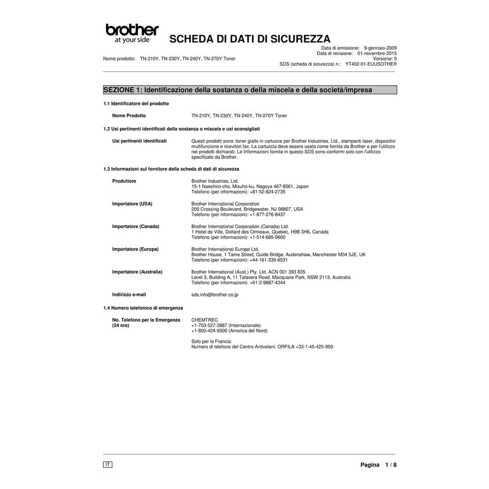 Toner 230 Brother giallo  TN-230Y