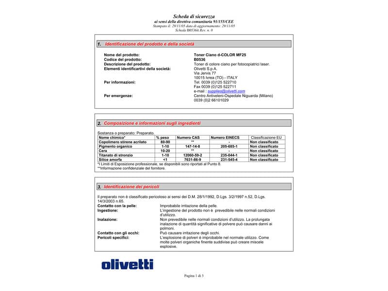 Toner Olivetti ciano  B0536