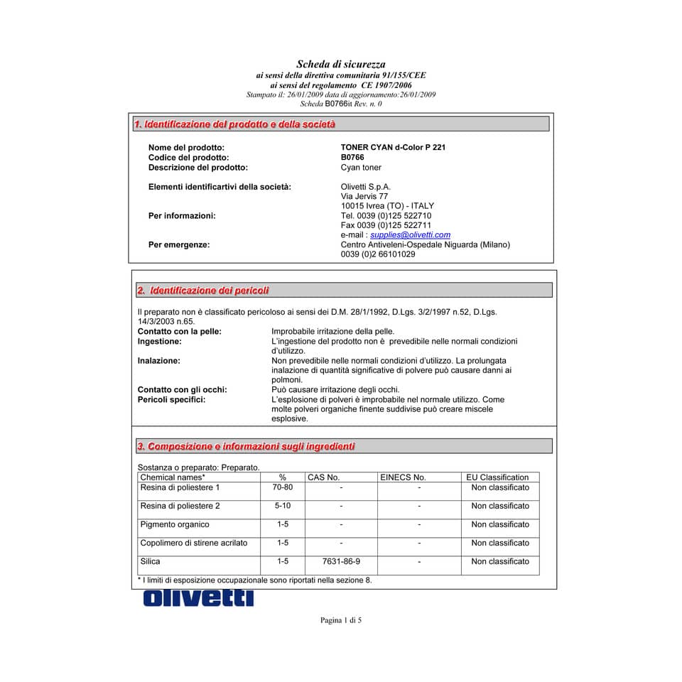 Toner TK-540C Olivetti ciano  B0766