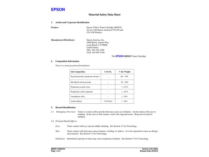 Toner 0191 Epson giallo  C13S050191