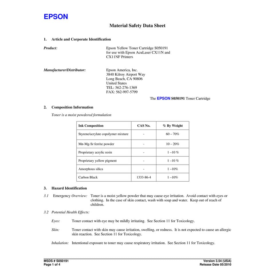 Toner 0191 Epson giallo  C13S050191