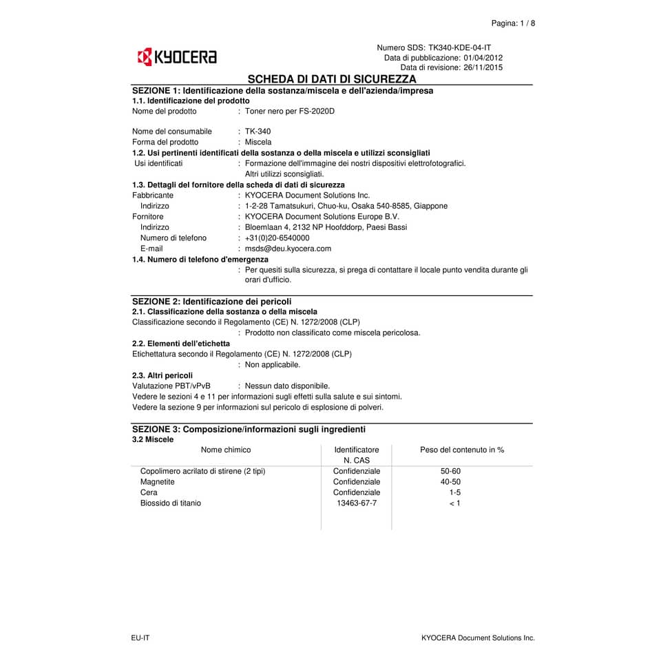 Toner TK-340 Kyocera-Mita nero  1T02J00EU0