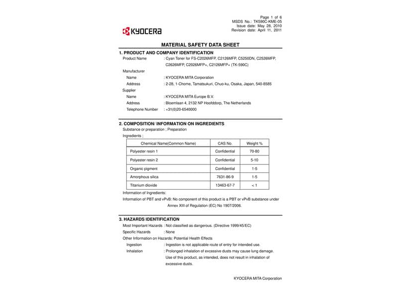 Toner TK-590C Kyocera-Mita ciano  1T02KVCNL0