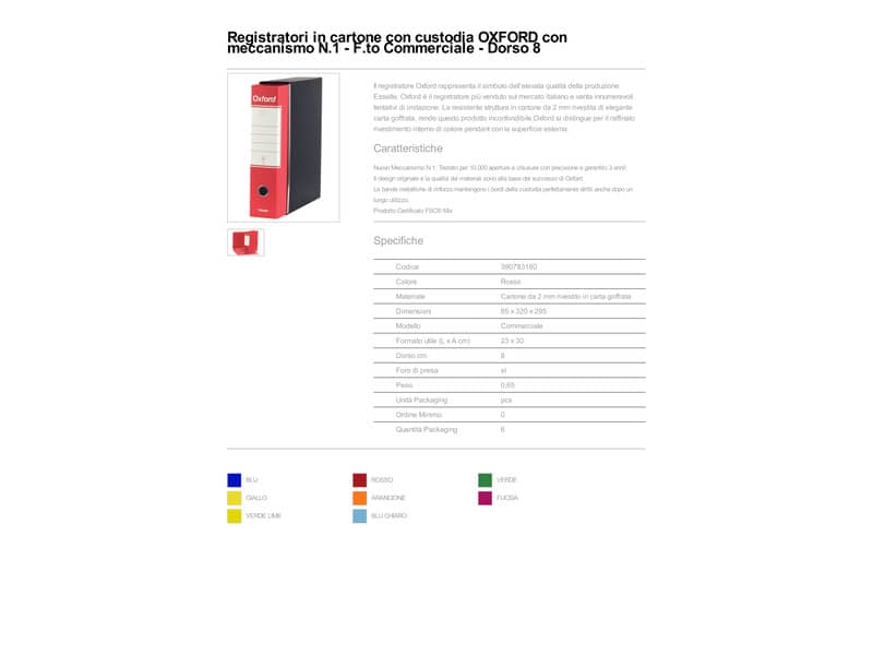 Registratore con custodia Esselte G83 Oxford commerciale 29,5x32 cm - dorso 8 cm rosso - 390783160