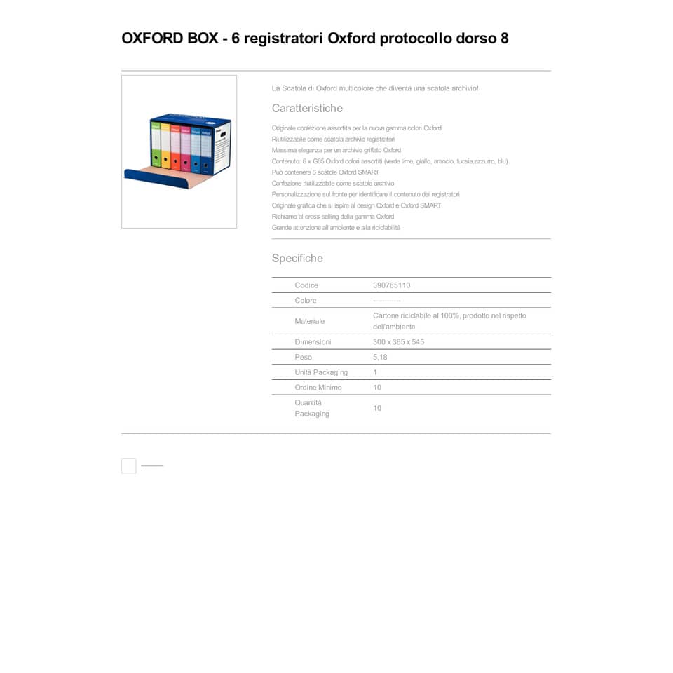 Registratori con custodia Esselte Oxford Box G85 protocollo 54,5x36,5 cm - dorso 8 cm assortiti conf. da 6 - 390785110