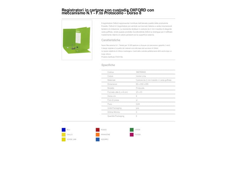 Registratore con custodia Esselte G85 Oxford protocollo 29,5x35 cm - dorso 8 cm verde lime - 390785600