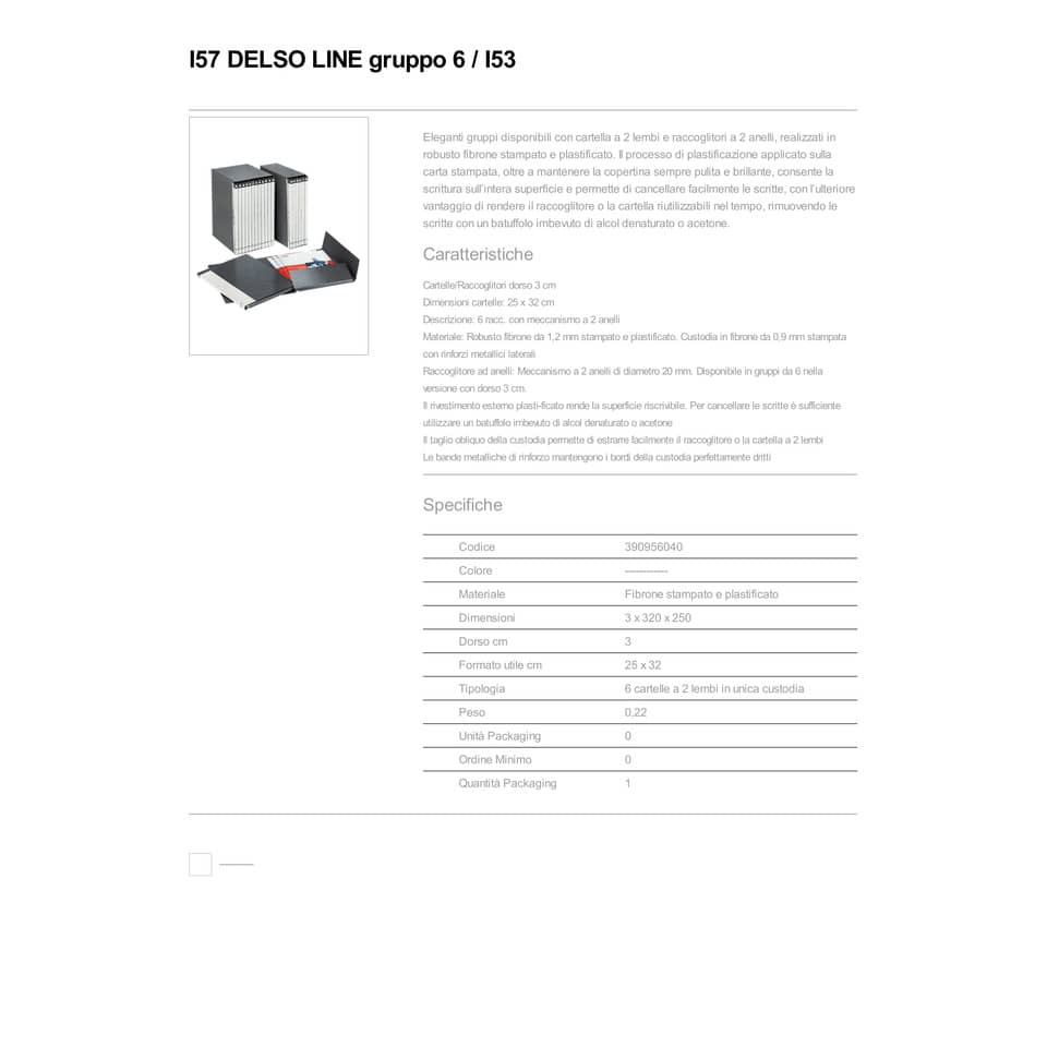 Cartelle a 2 lembi Esselte I56 DELSO LINE 6/I51 bianco/grigio 25x32 cm dorso 3 cm 6 cartelle - 390956040