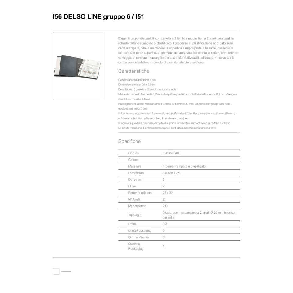 Raccoglitori a 2 anelli Esselte I57 DELSO LINE 6 / I53 bianco/grigio dorso 3 cm 6 cartelle - 390957040