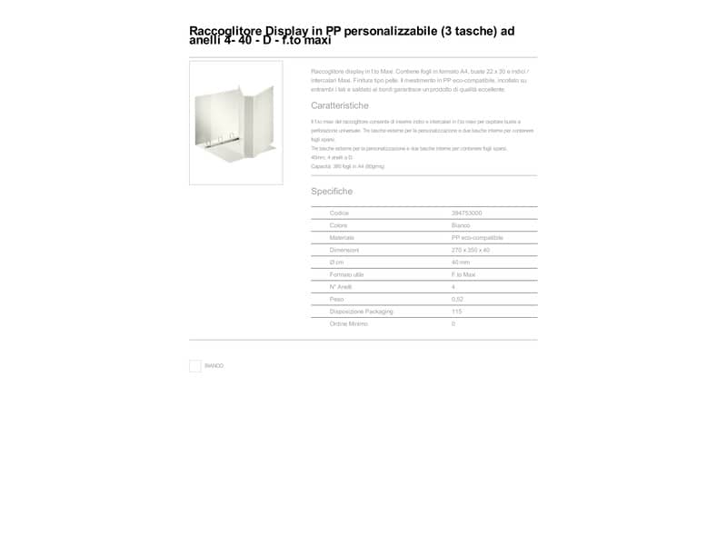 Raccoglitore personalizzabile Esselte Display Maxi a 4 anelli a D 28x32 cm dorso 6 cm bianco - 394753000