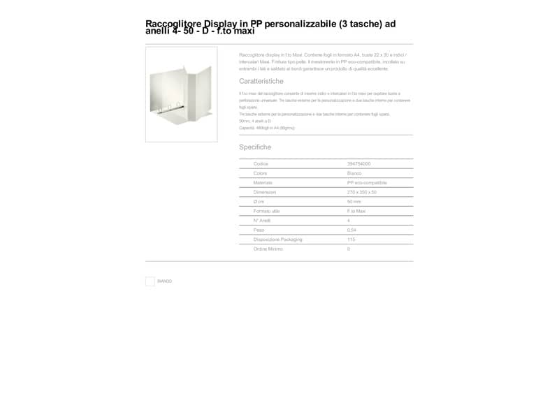 Raccoglitore personalizzabile Esselte Display Maxi 4 anelli a D 28,5x32 cm dorso 8,8 cm bianco - 394754000