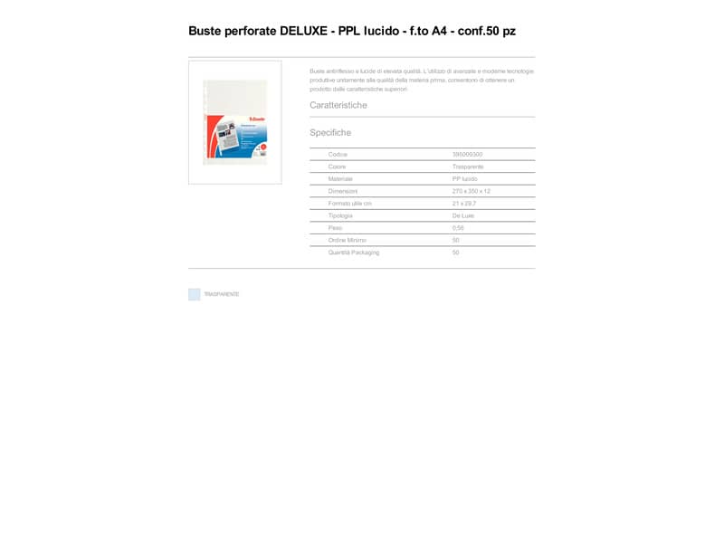 Buste a perforazione universale lisce Esselte Copy Safe PP 21x29,7 cm Deluxe alto spessore - conf.50 - 395009300