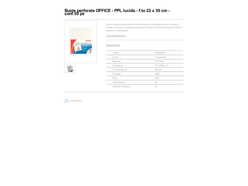 Buste a perforazione universale lisce Esselte Copy Safe 22x30 cm Office medio spessore - conf.50 - 395097000