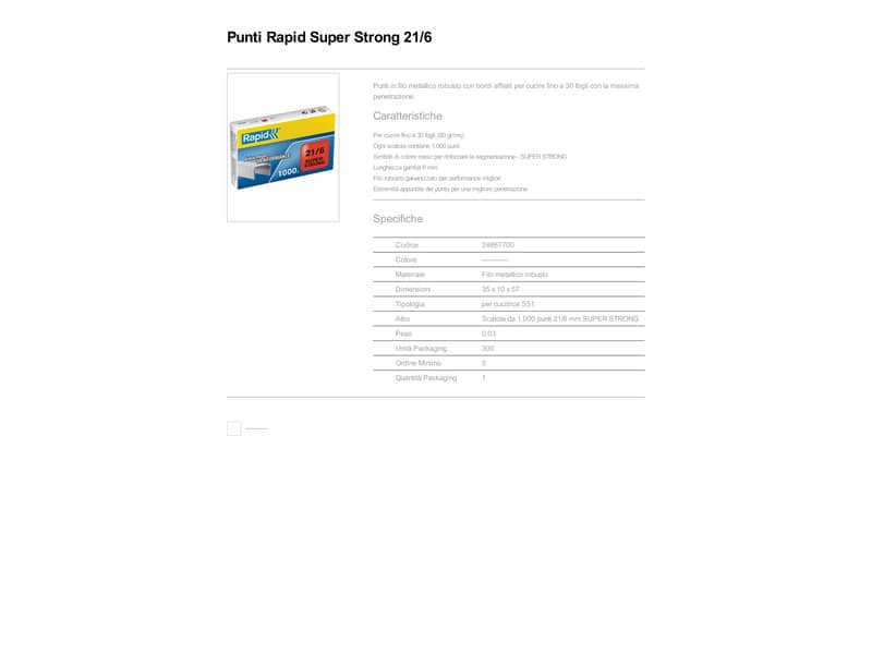 Punti metallici Rapid Super Strong 21/6  conf. da 1000 - 24867700