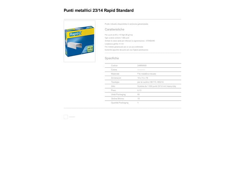 Punti metallici Rapid Standard 23/14  conf. da 1000 - 24869500