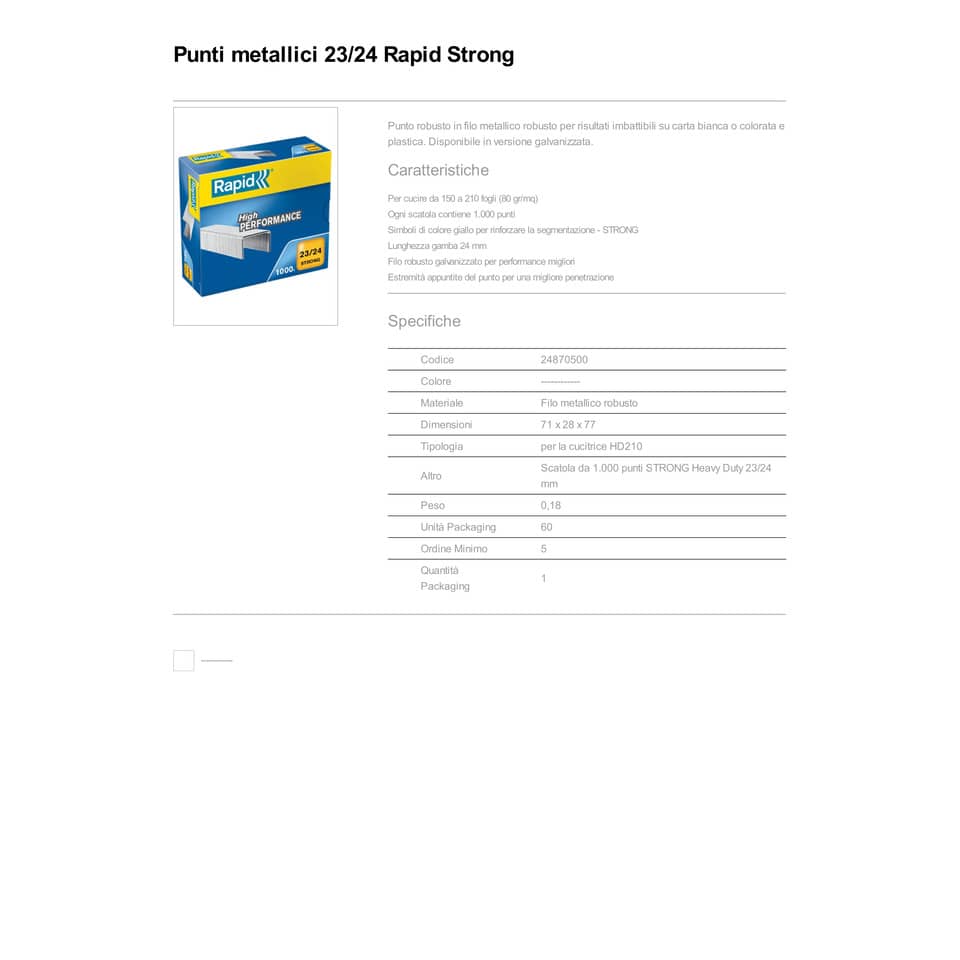 Punti metallici Rapid Strong 23/24  conf. da 1000 - 24870500