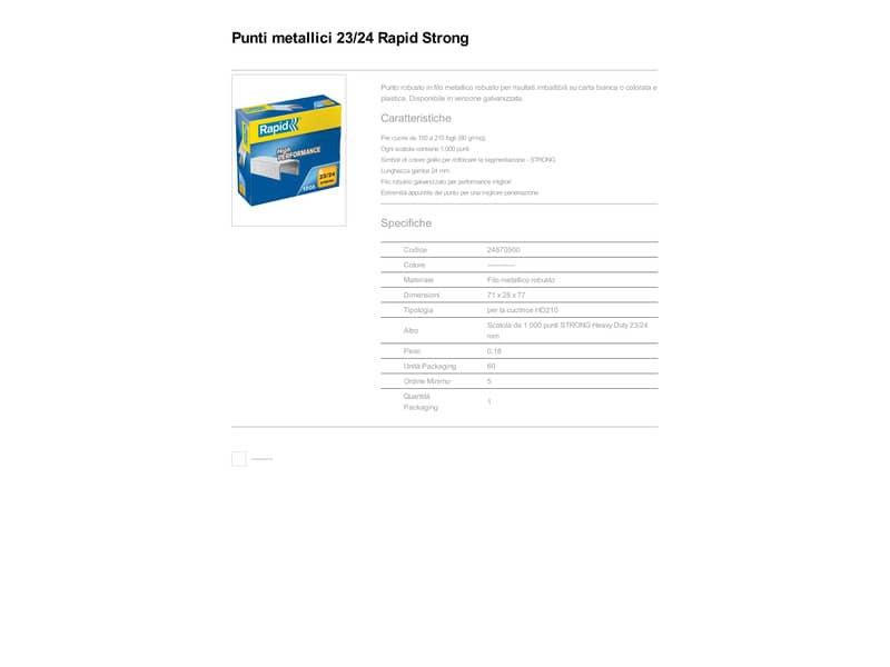 Punti metallici Rapid Strong 23/24  conf. da 1000 - 24870500