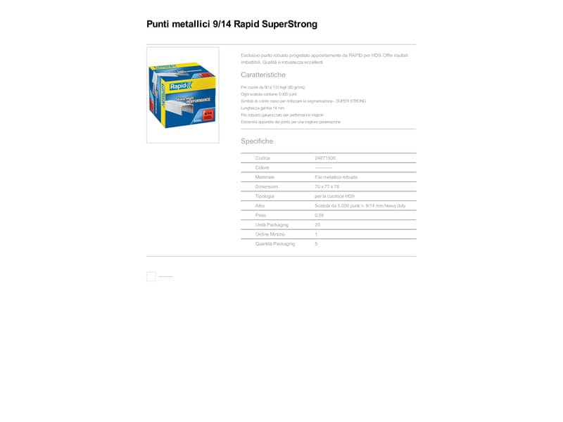 Punti metallici Rapid Super Strong 9/14  conf. da 5000 - 24871500