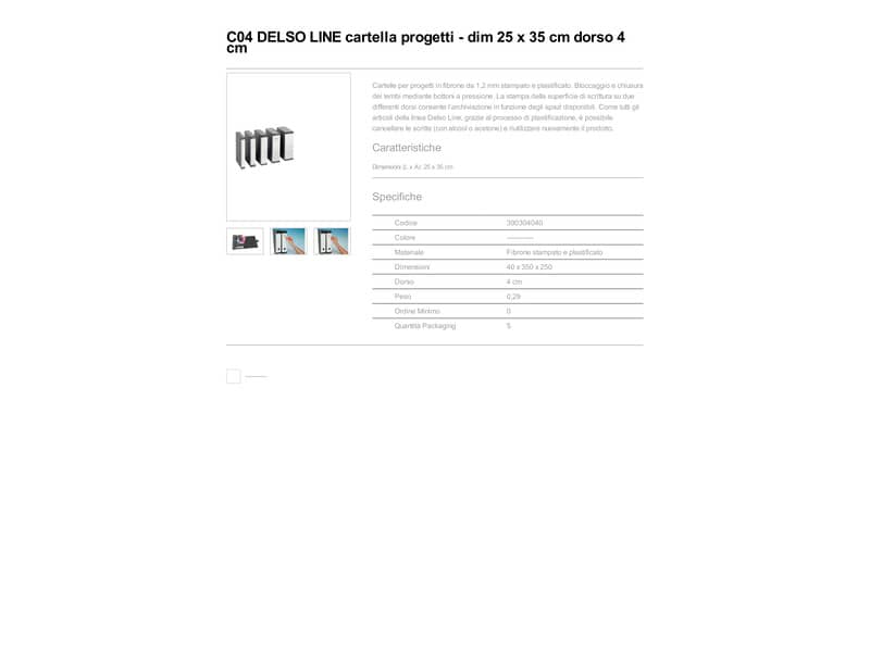 Cartelle portaprogetti Esselte C04 DELSO LINE 25x35cm grigio dorso 4 cm 390304040