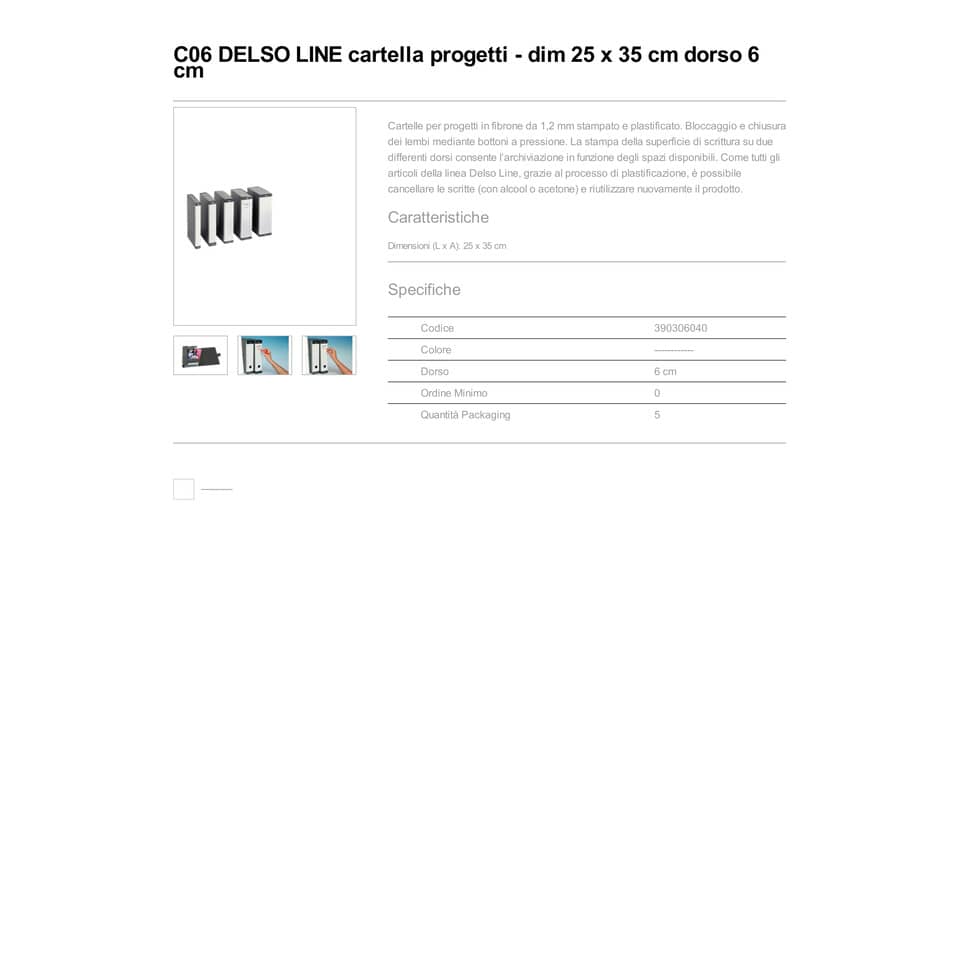 Cartelle portaprogetti Esselte C06 DELSO LINE 25x35 cm grigio dorso 6 cm 390306040