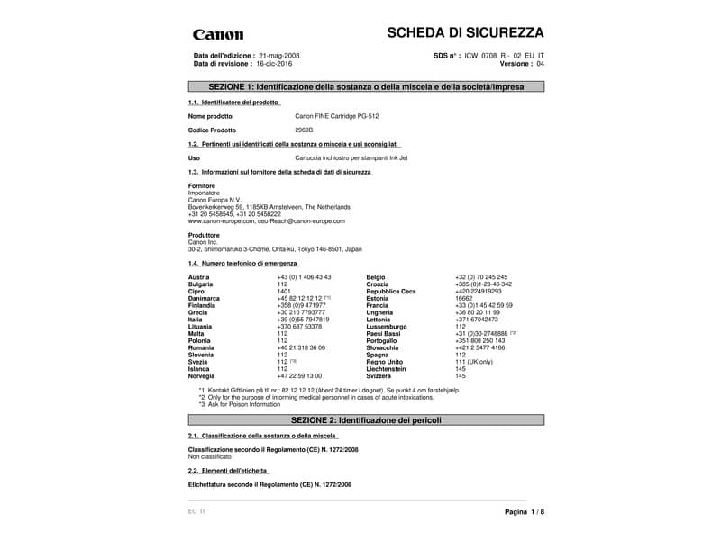 Cartuccia inkjet alta resa PG-512 Canon nero 2969B001