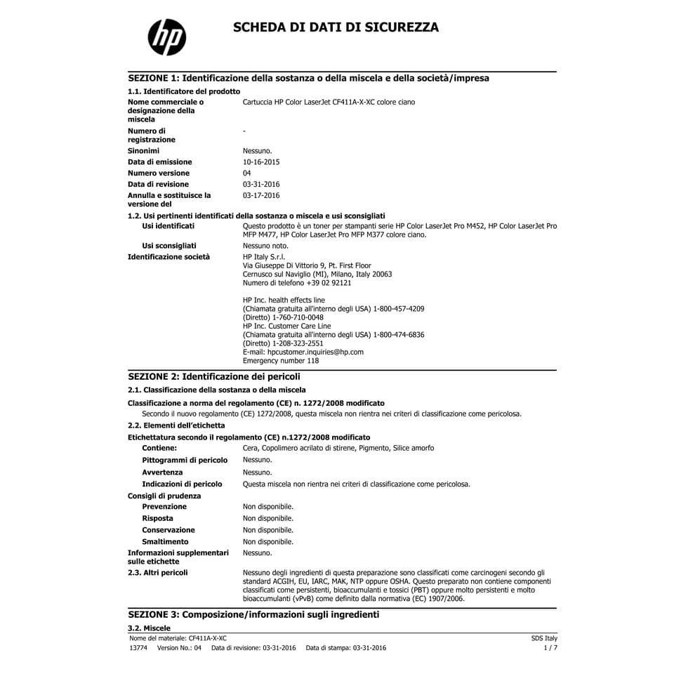 Toner alta capacità 410X HP ciano+magenta+giallo Conf. 3 - CF252XM