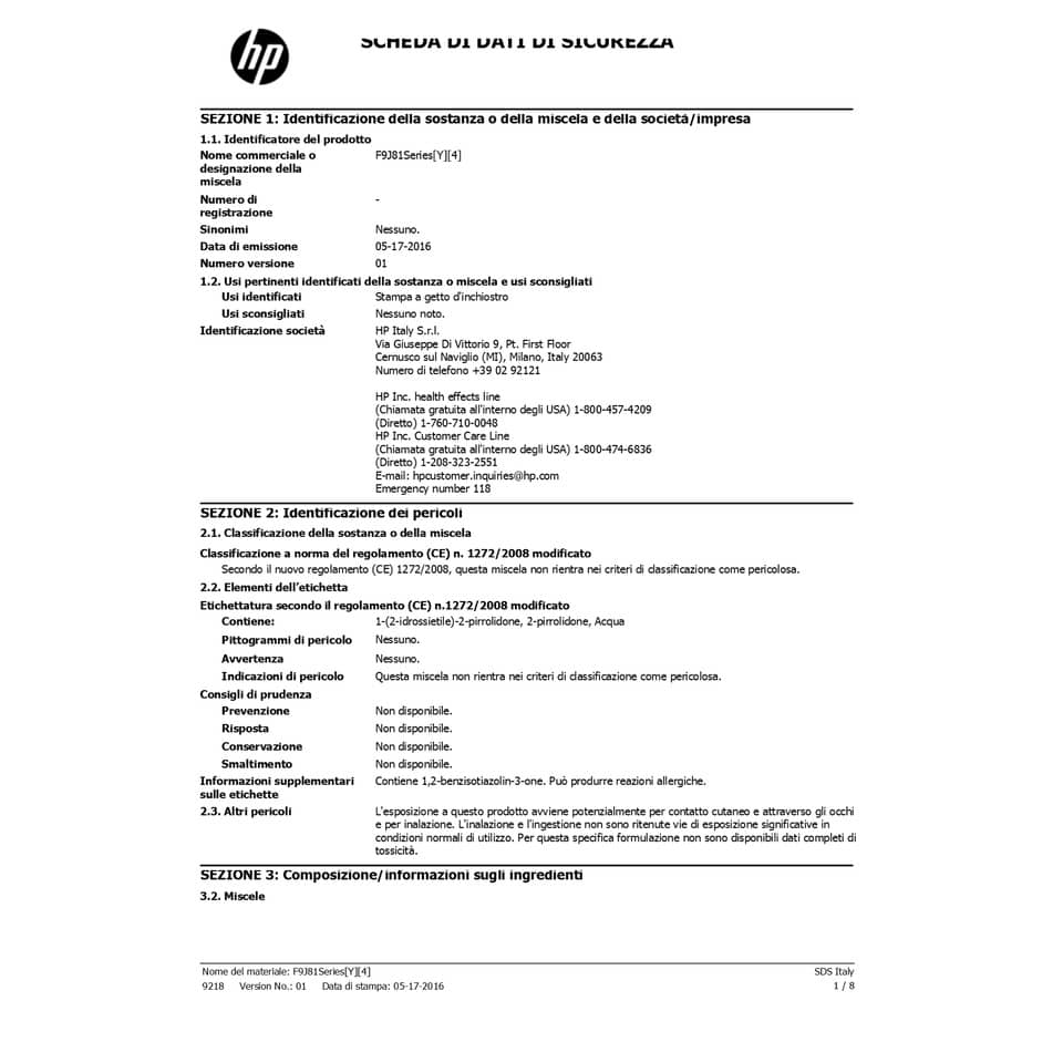 Kit manutenzione 729 HP  F9J81A