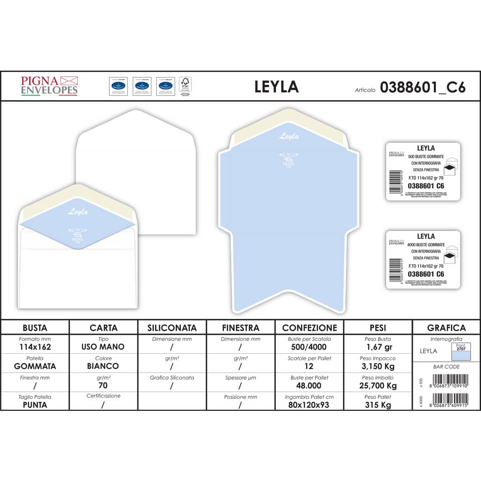 Buste senza finestra Pigna Envelopes Silver Matic 70 g/m² 114x162 mm bianco conf. 500 - 0388601