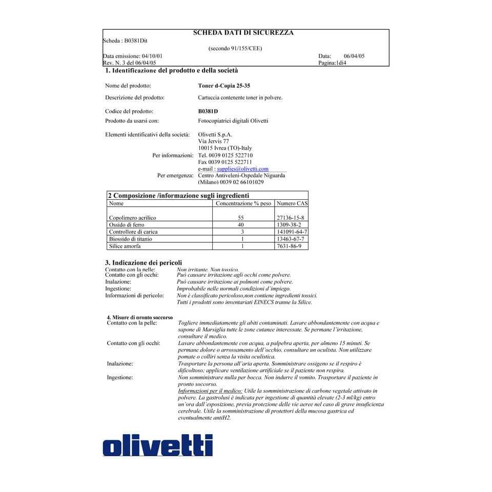 Toner Olivetti nero  B0381