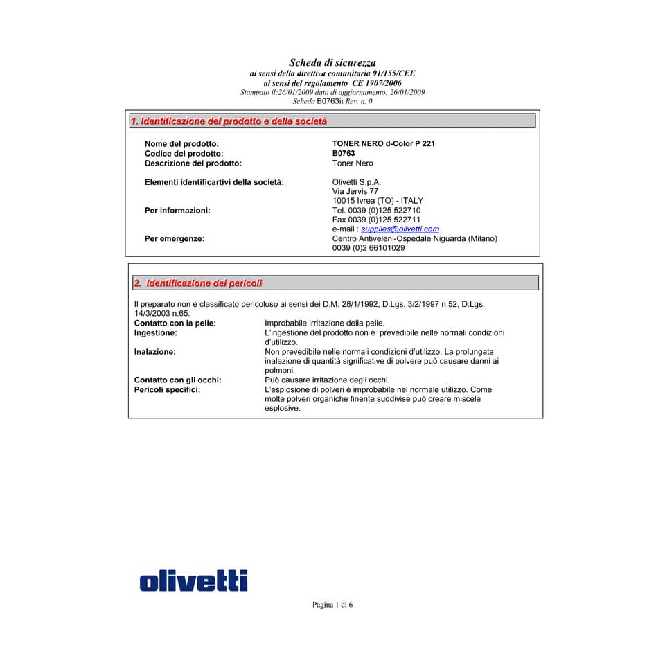 Toner TK-540K Olivetti nero  B0763