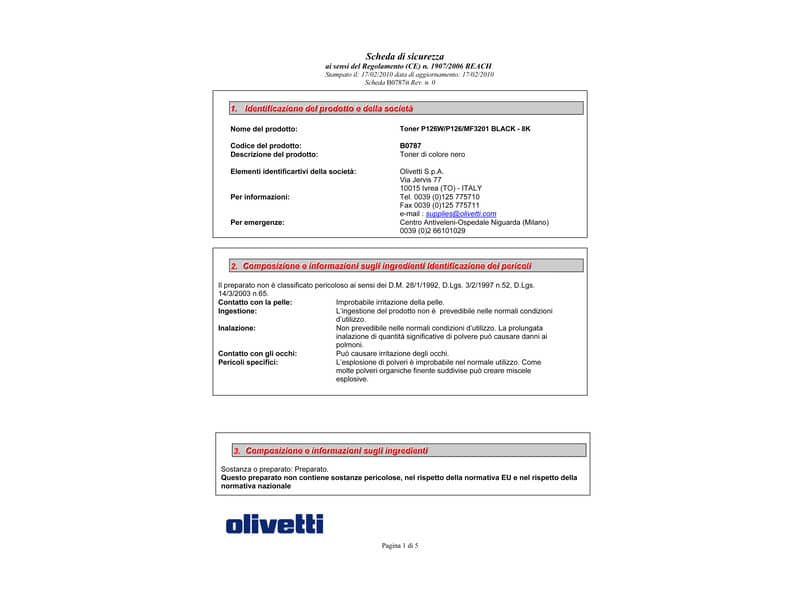 Toner Olivetti nero  B0787