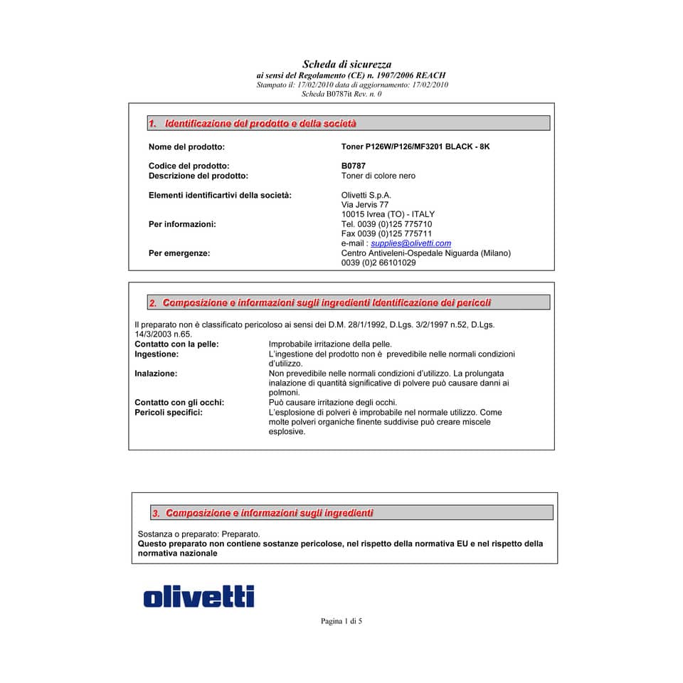 Toner Olivetti nero  B0787