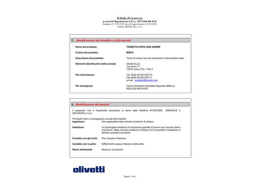 Toner Olivetti nero  B0876