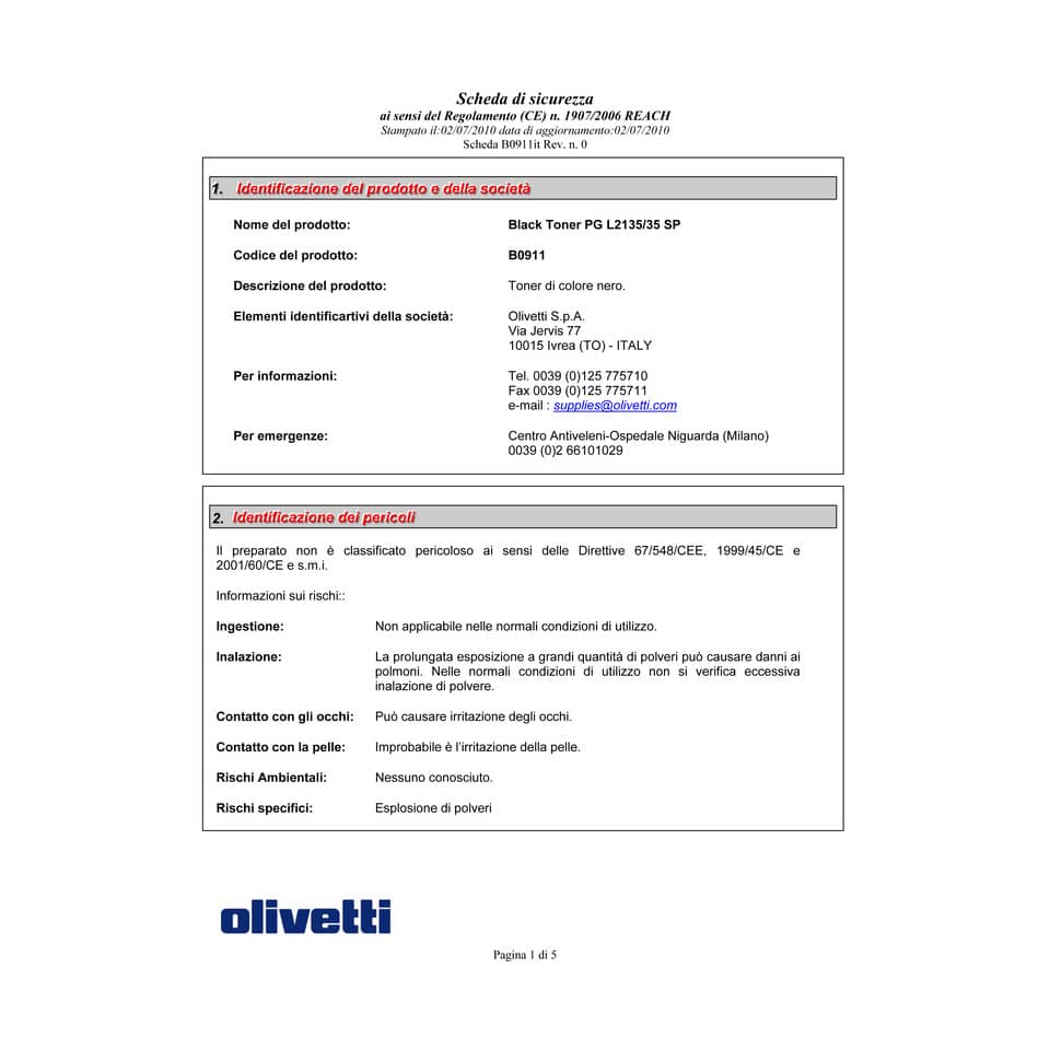 Toner Olivetti nero  B0911