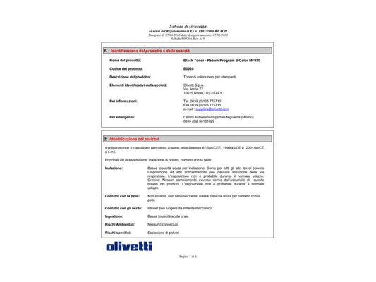 Toner Olivetti nero  B0920