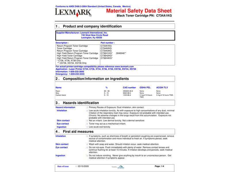 Toner ad alta resa Lexmark nero C736H1KG