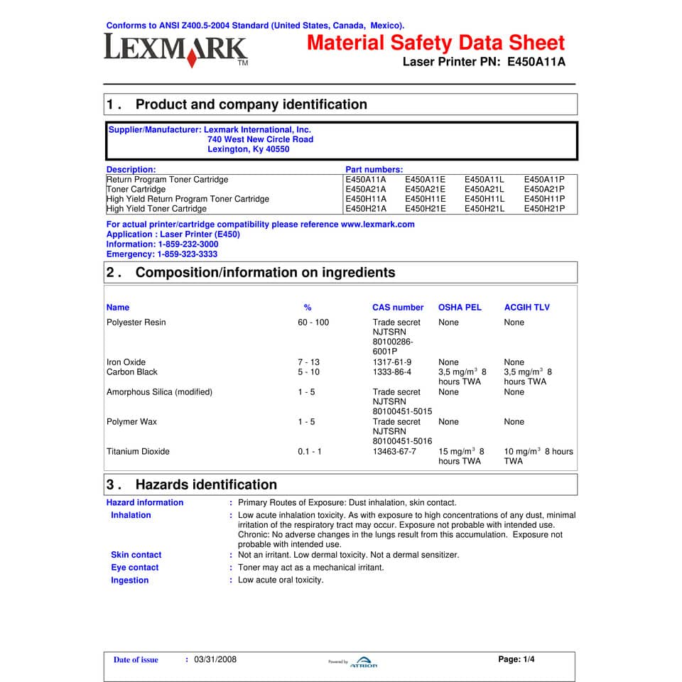 Toner alta capacità return program Lexmark nero E450H11E