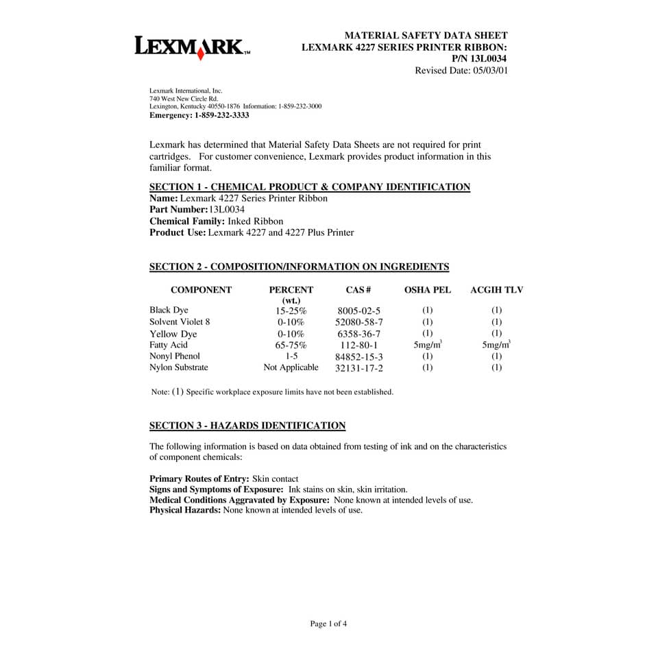 Nastro Lexmark nero  13L0034