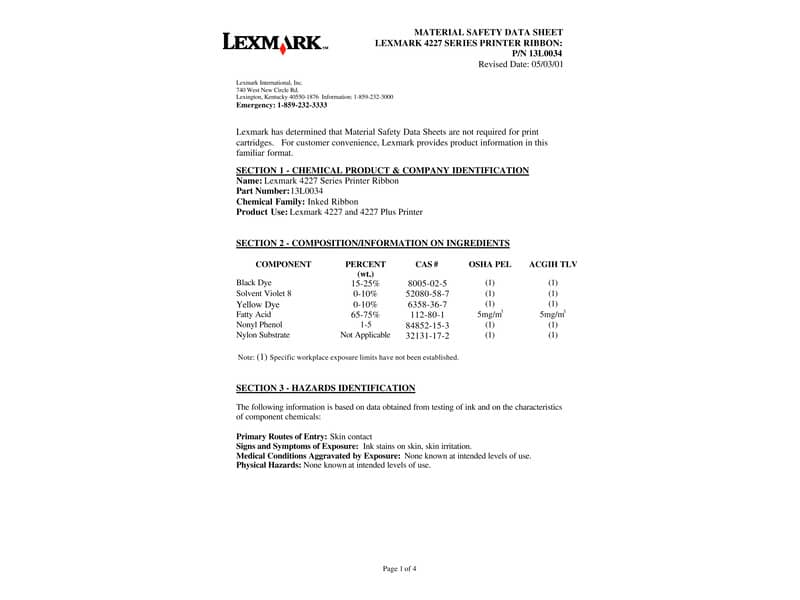 Nastro Lexmark nero  13L0034