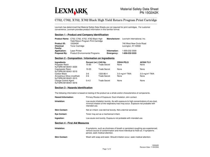 Toner alta resa return program Lexmark nero 15G042K