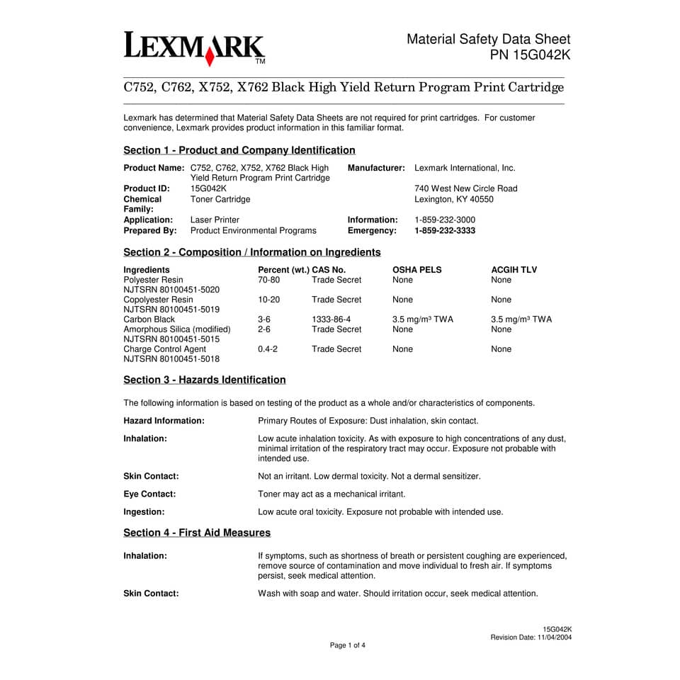 Toner alta resa return program Lexmark nero 15G042K