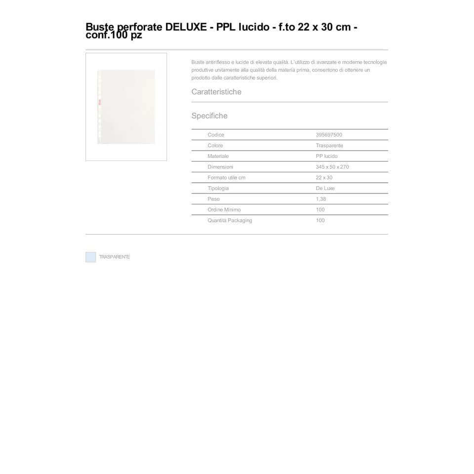 Buste a perforazione universale lisce Esselte Copy Safe 22x30 cm Deluxe alto spessore conf.100 - 395697500