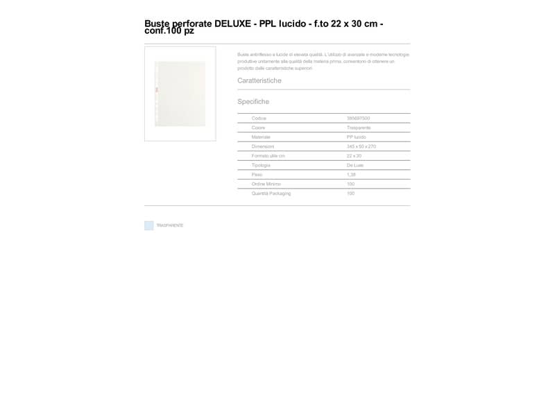 Buste a perforazione universale lisce Esselte Copy Safe 22x30 cm Deluxe alto spessore conf.100 - 395697500