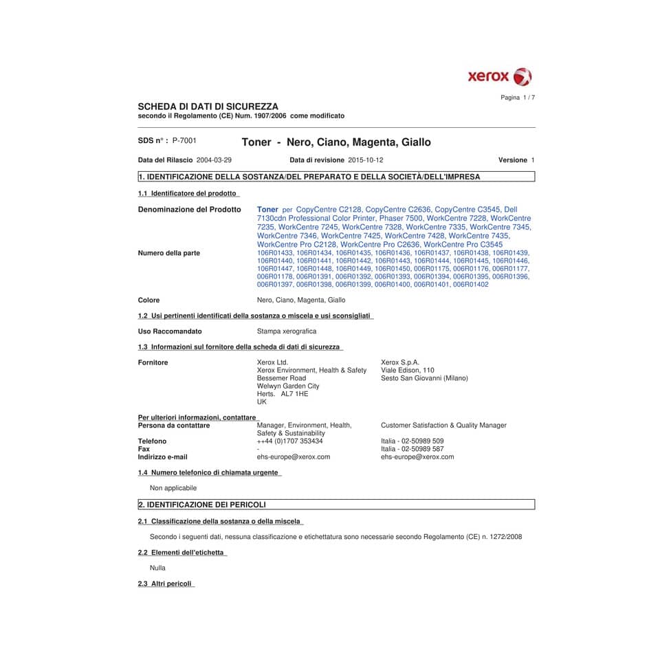 Toner alta capacità Xerox magenta  106R01437