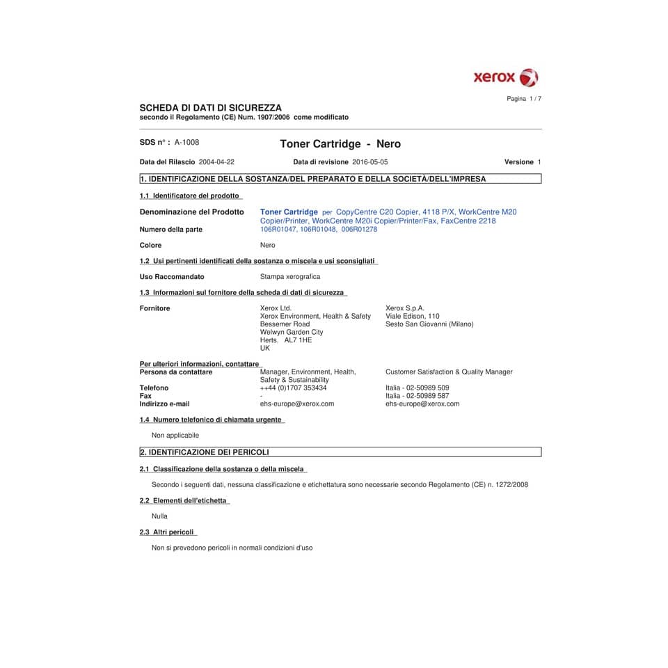 Toner Xerox nero  006R01278