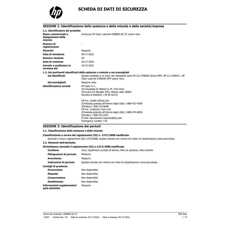 Toner 823A HP nero standard CB380A