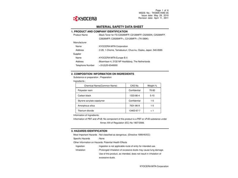Toner TK-590K Kyocera-Mita nero  1T02KV0NL0