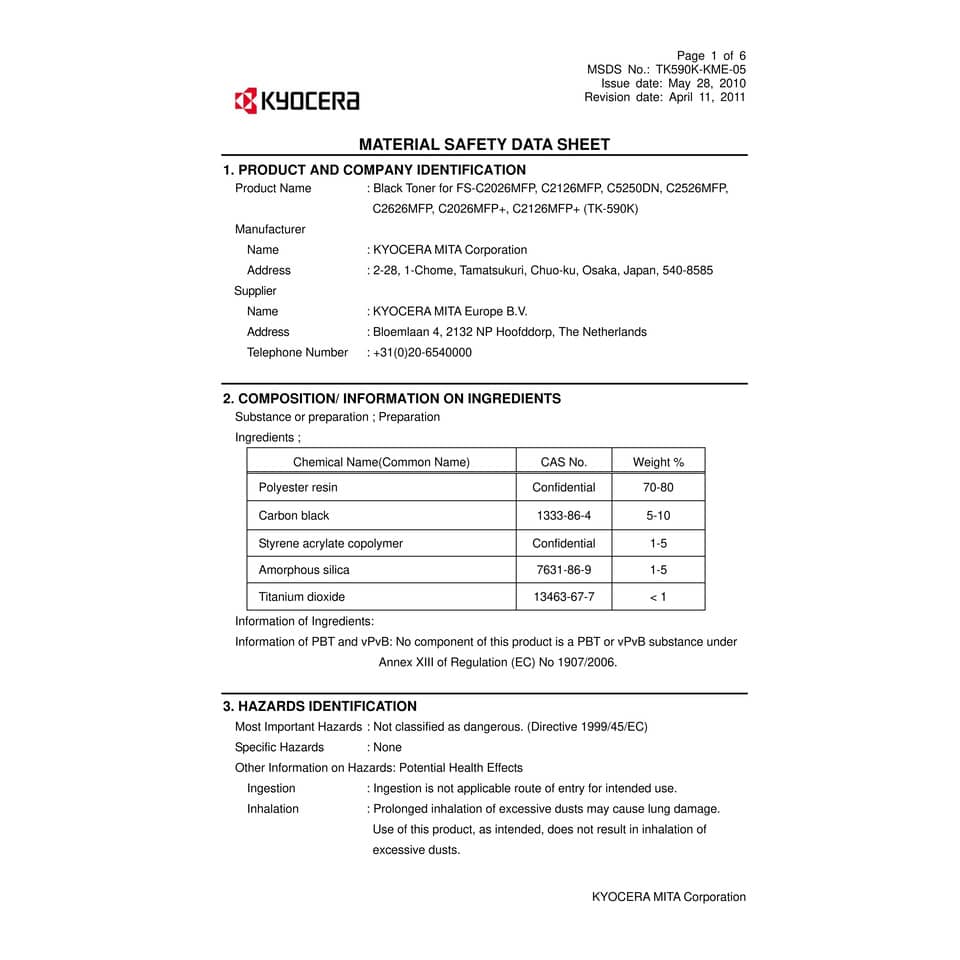 Toner TK-590K Kyocera-Mita nero  1T02KV0NL0