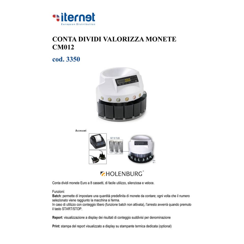 Conta dividi monete Holenburg CM012 bianco 8 cassetti 3350